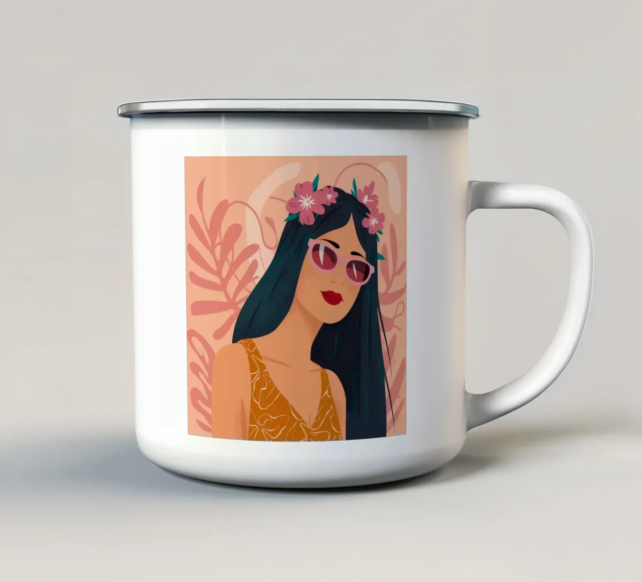 Eleganza floreale fantasy tazza in smalto da Ivory Frame