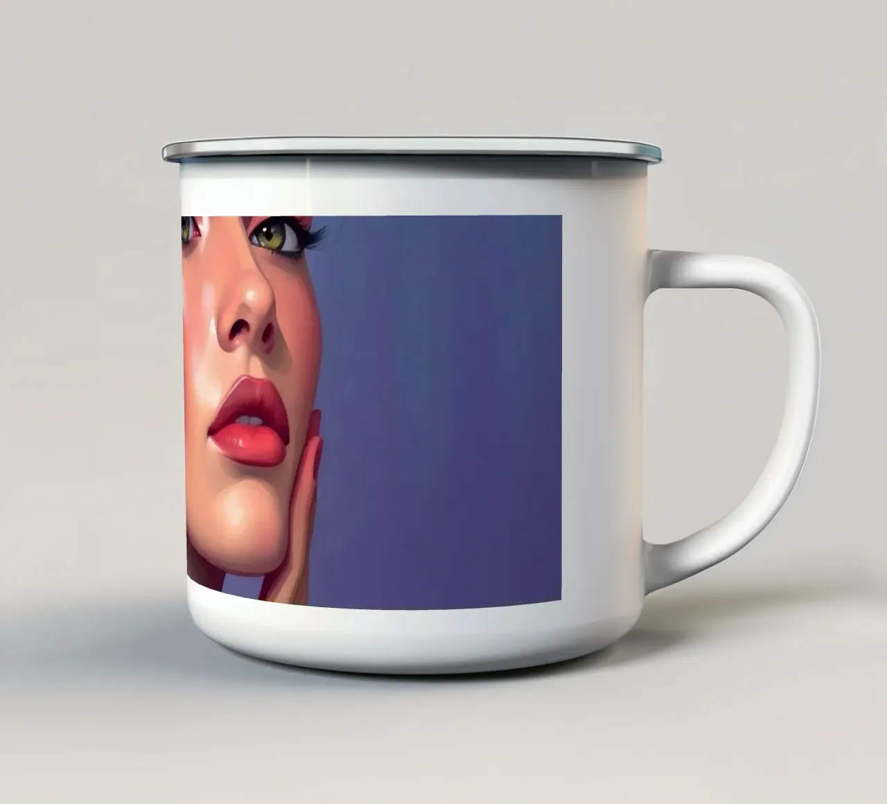 donna che sfoggia colori e un'espressione sicura tazza in smalto da DesignDoodle