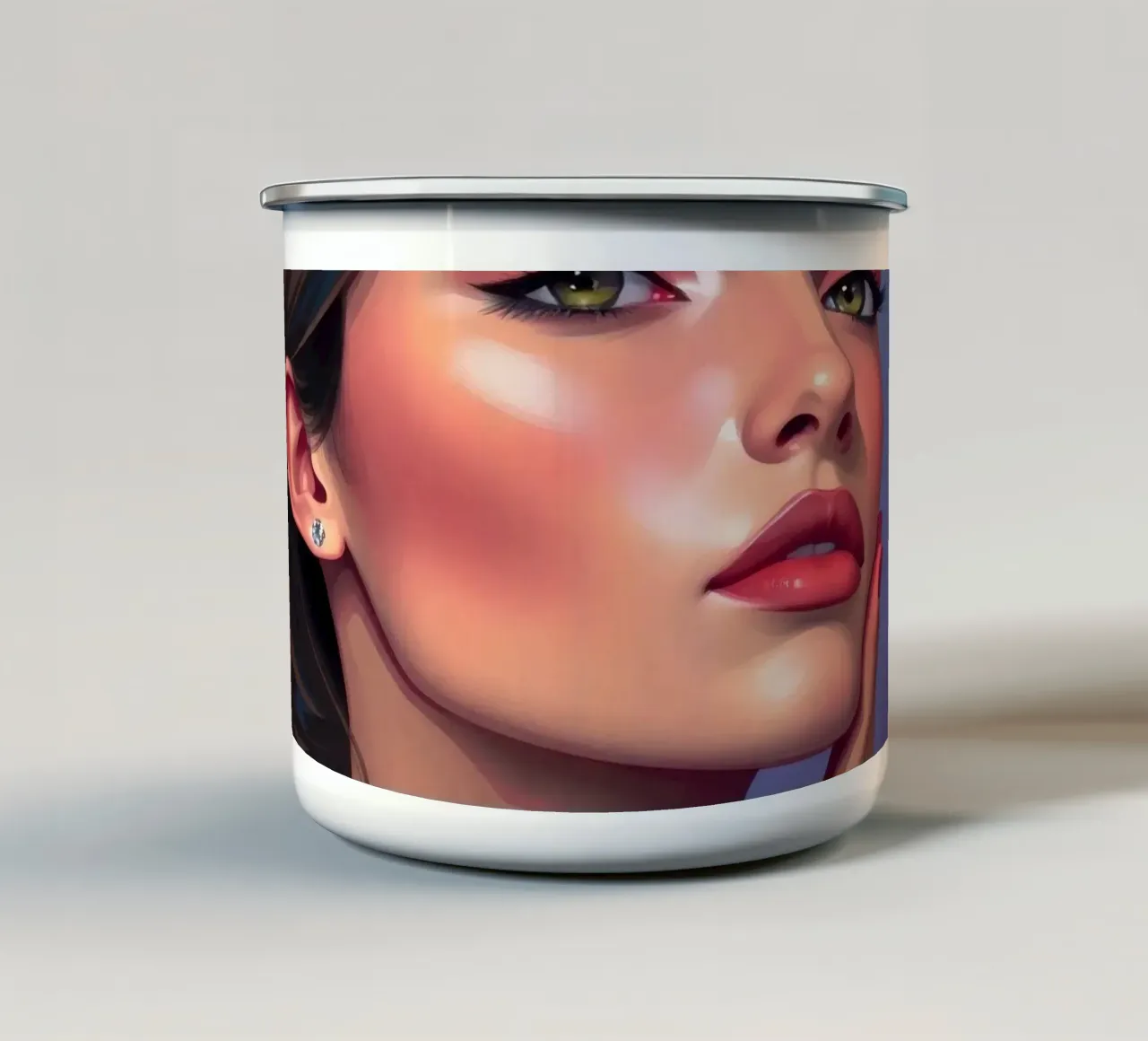 donna che sfoggia colori e un'espressione sicura tazza in smalto da DesignDoodle