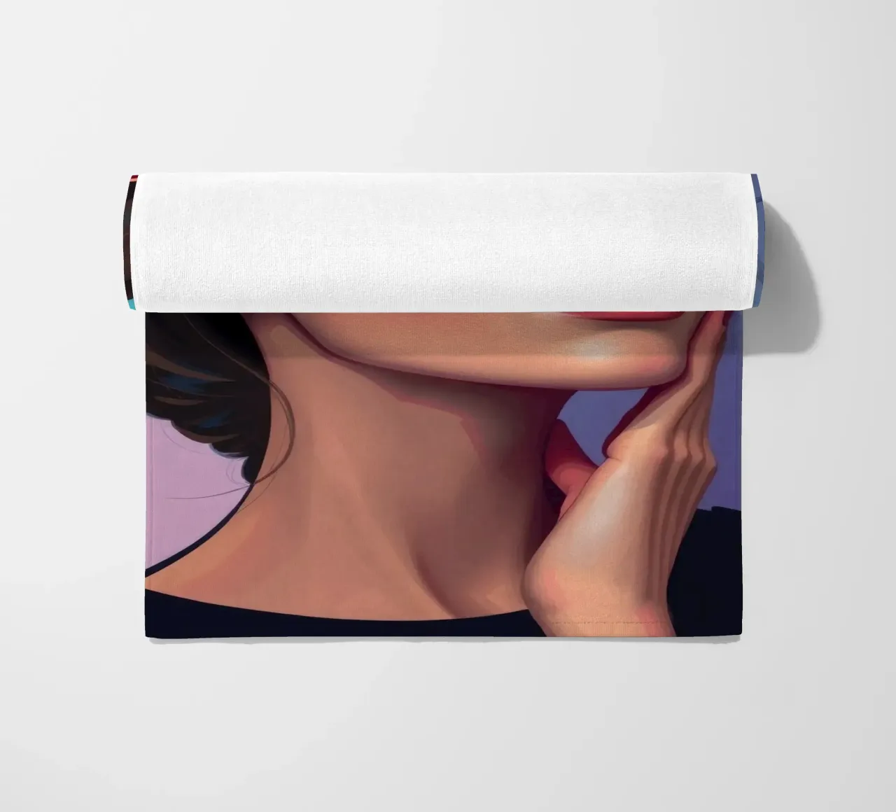 woman showcasing colors and a confident expression beach towel by DesignDoodle