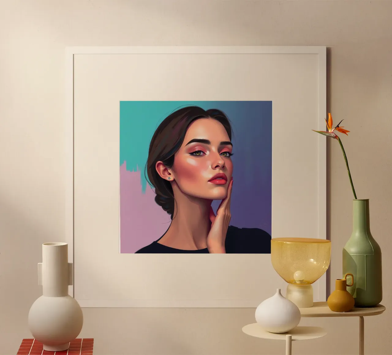 donna che sfoggia colori e un'espressione sicura poster con telaio in alluminio da DesignDoodle