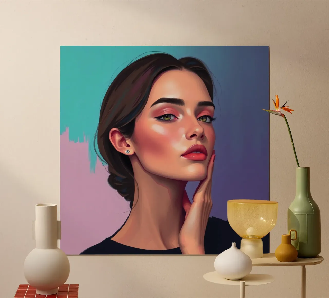 donna che sfoggia colori e un'espressione sicura poster con telaio in alluminio da DesignDoodle