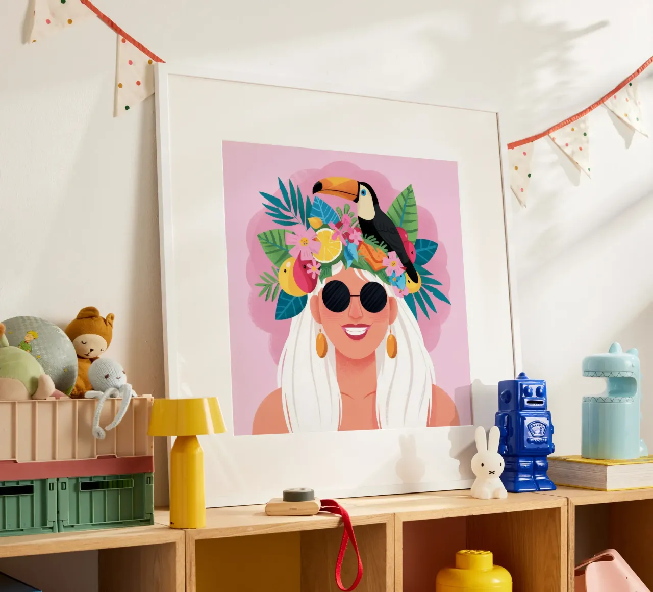 Splendore della corona floreale poster con telaio in plastica da Ivory Frame