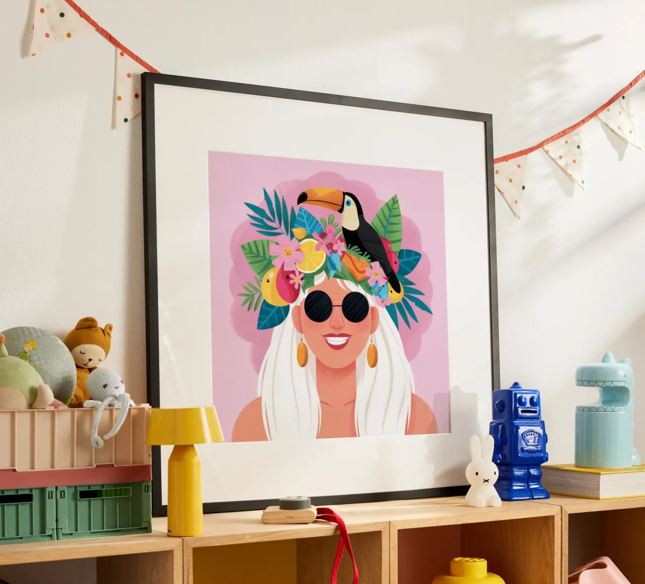 Splendore della corona floreale poster con telaio in plastica da Ivory Frame