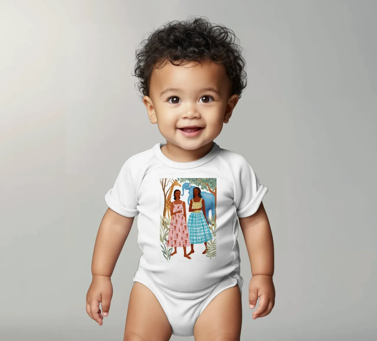 Safari-Schwestern Harmonie Kurzarm Babybody von Ivory Frame