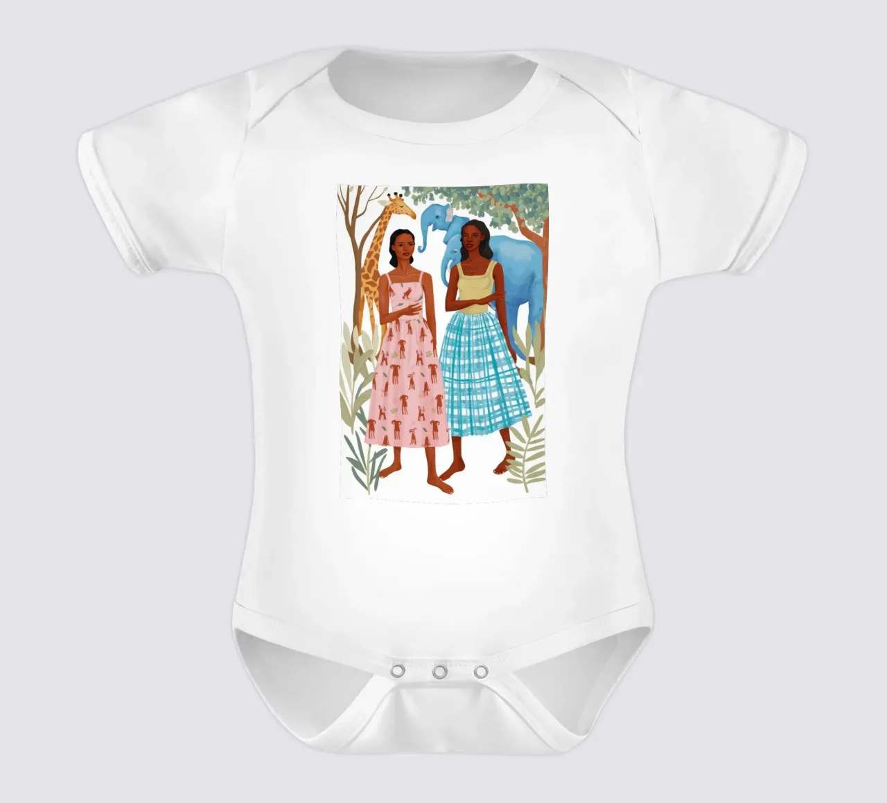 Safari-Schwestern Harmonie Kurzarm Babybody von Ivory Frame