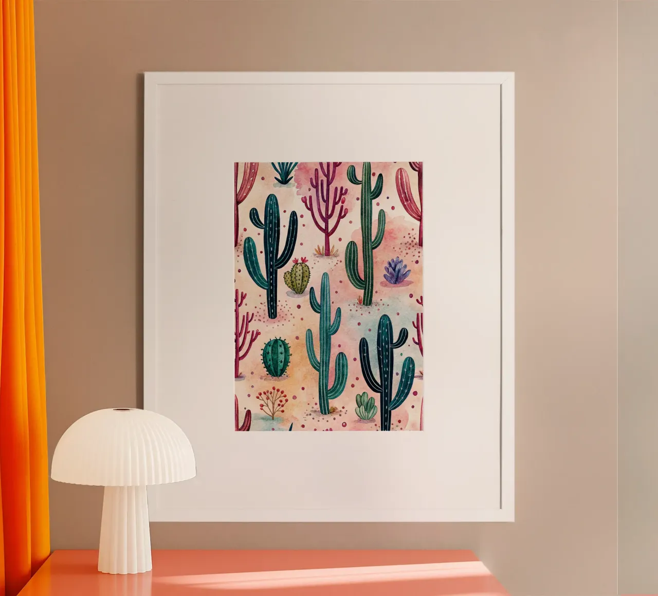 arte del cactus poster con telaio in legno da the gondols