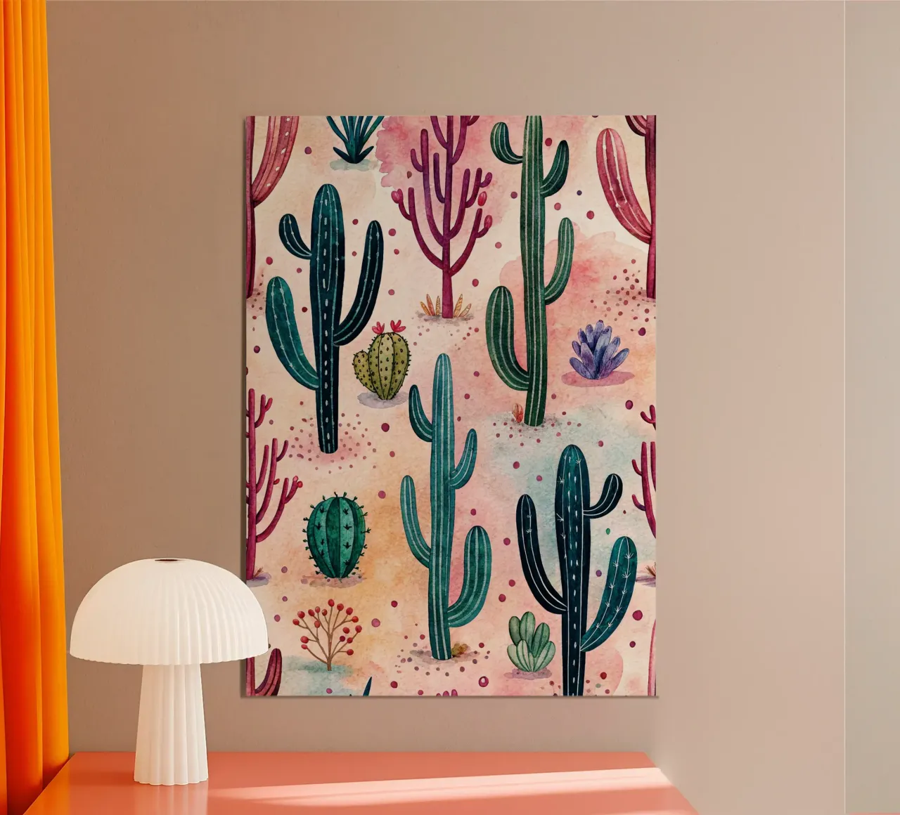 arte del cactus poster con telaio in legno da the gondols
