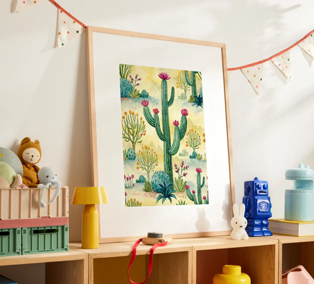 arte dell'albero di cactus poster con telaio in legno da the gondols