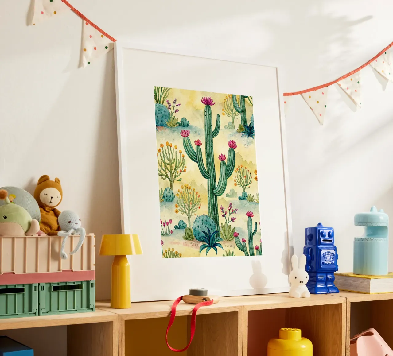 arte dell'albero di cactus poster con telaio in legno da the gondols