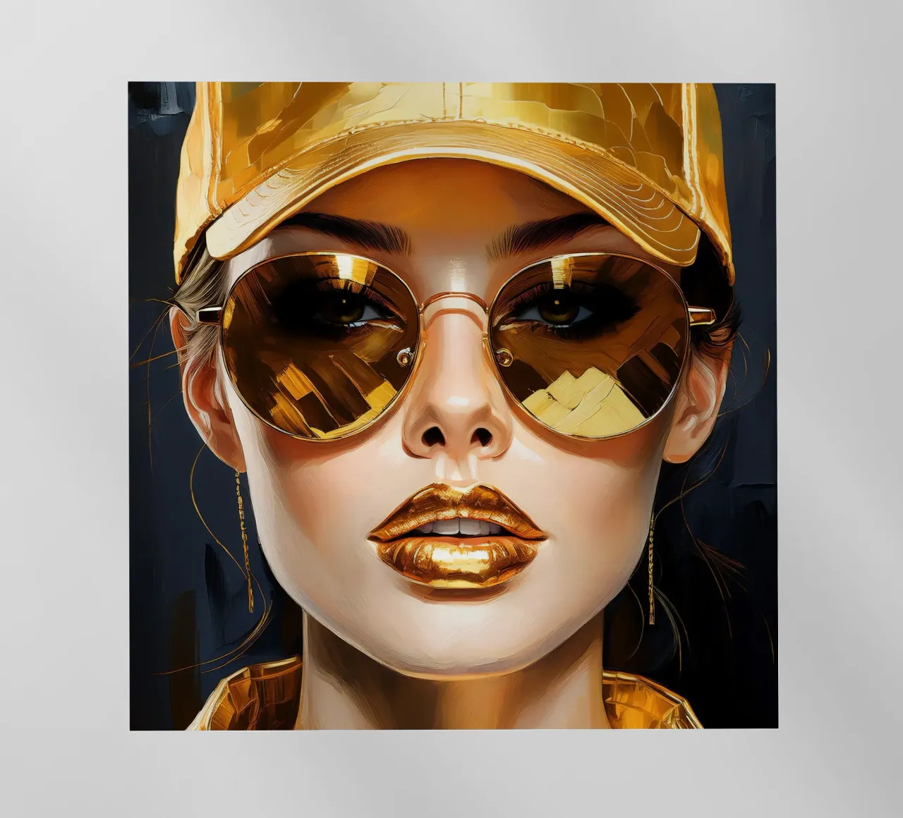 Ritratto di donna moderna Pop Art nei colori nero oro pellicola backlit da Take Your Art BV