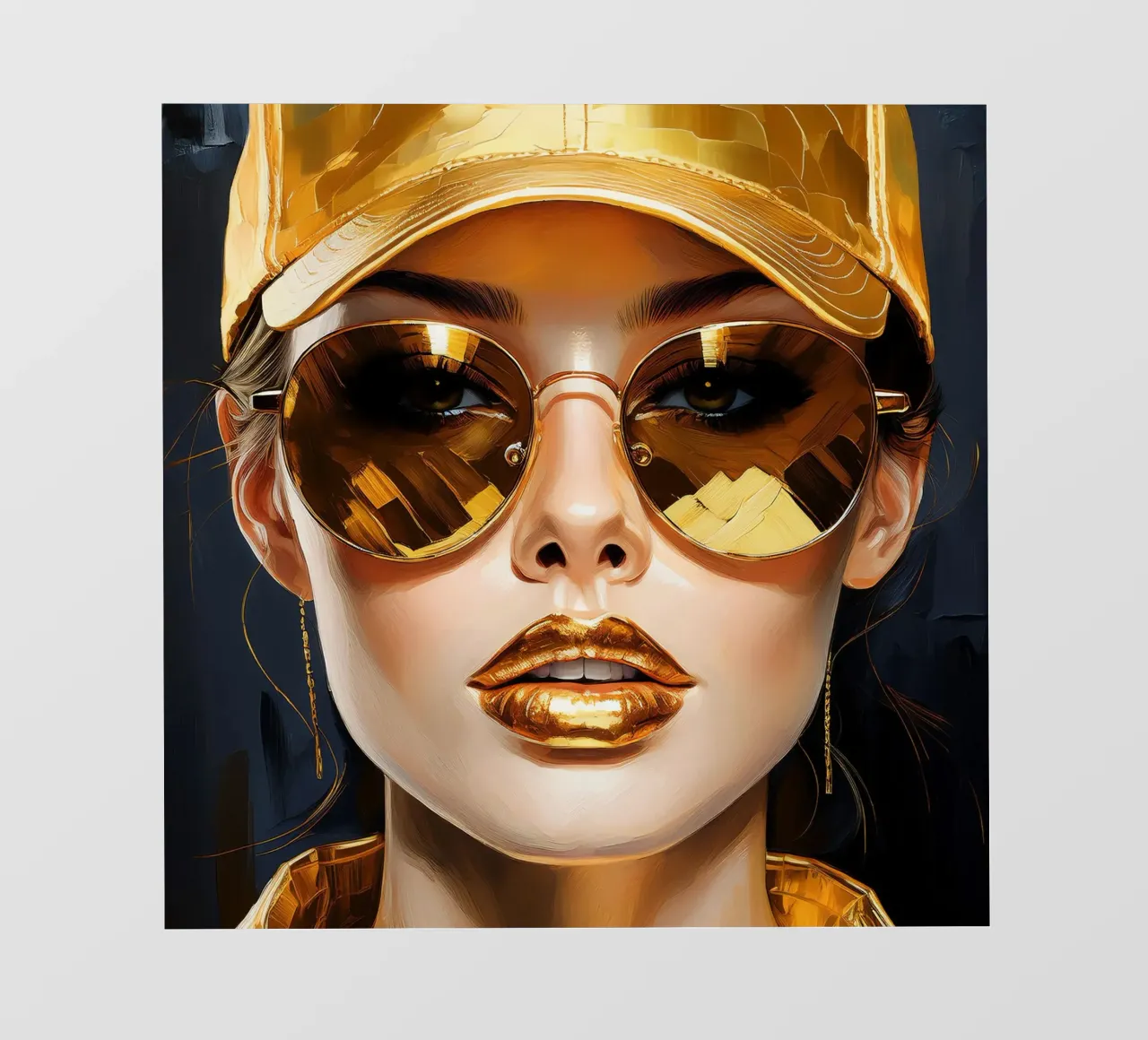 Ritratto di donna moderna Pop Art nei colori nero oro pellicola backlit da Take Your Art BV