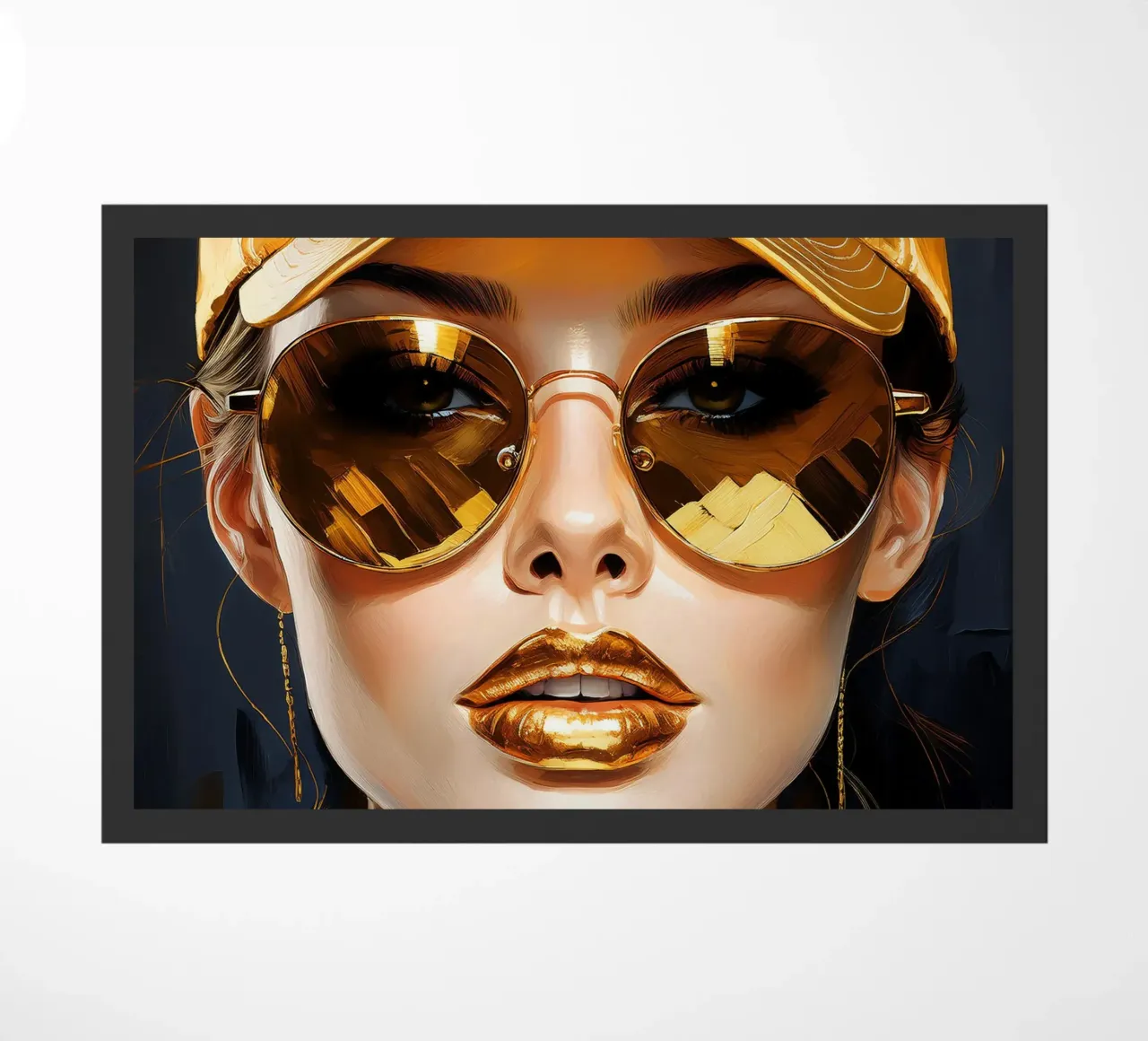 Ritratto di donna moderna Pop Art nei colori nero oro zerbino da Take Your Art BV