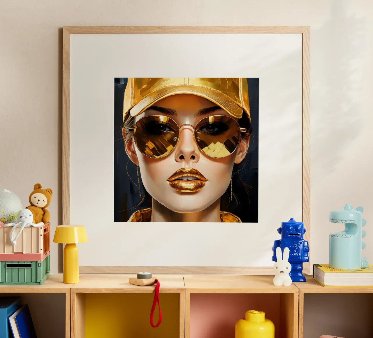 Ritratto di donna moderna Pop Art nei colori nero oro carta hahnemühle da Take Your Art BV