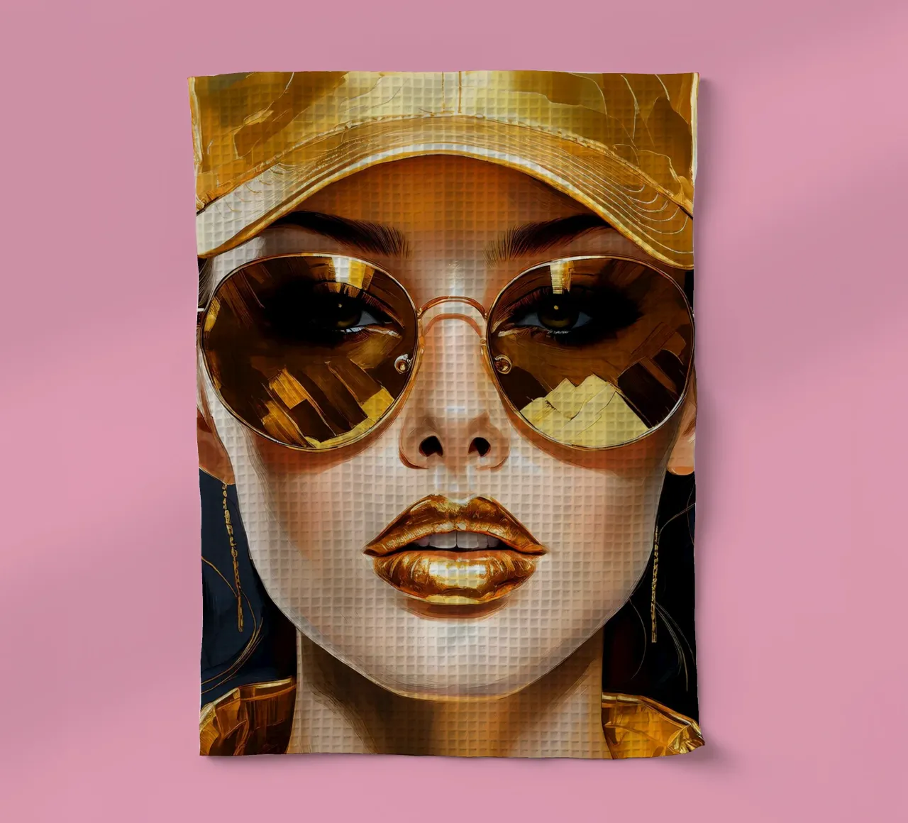 Ritratto di donna moderna Pop Art nei colori nero oro canovaccio da cucina da Take Your Art BV