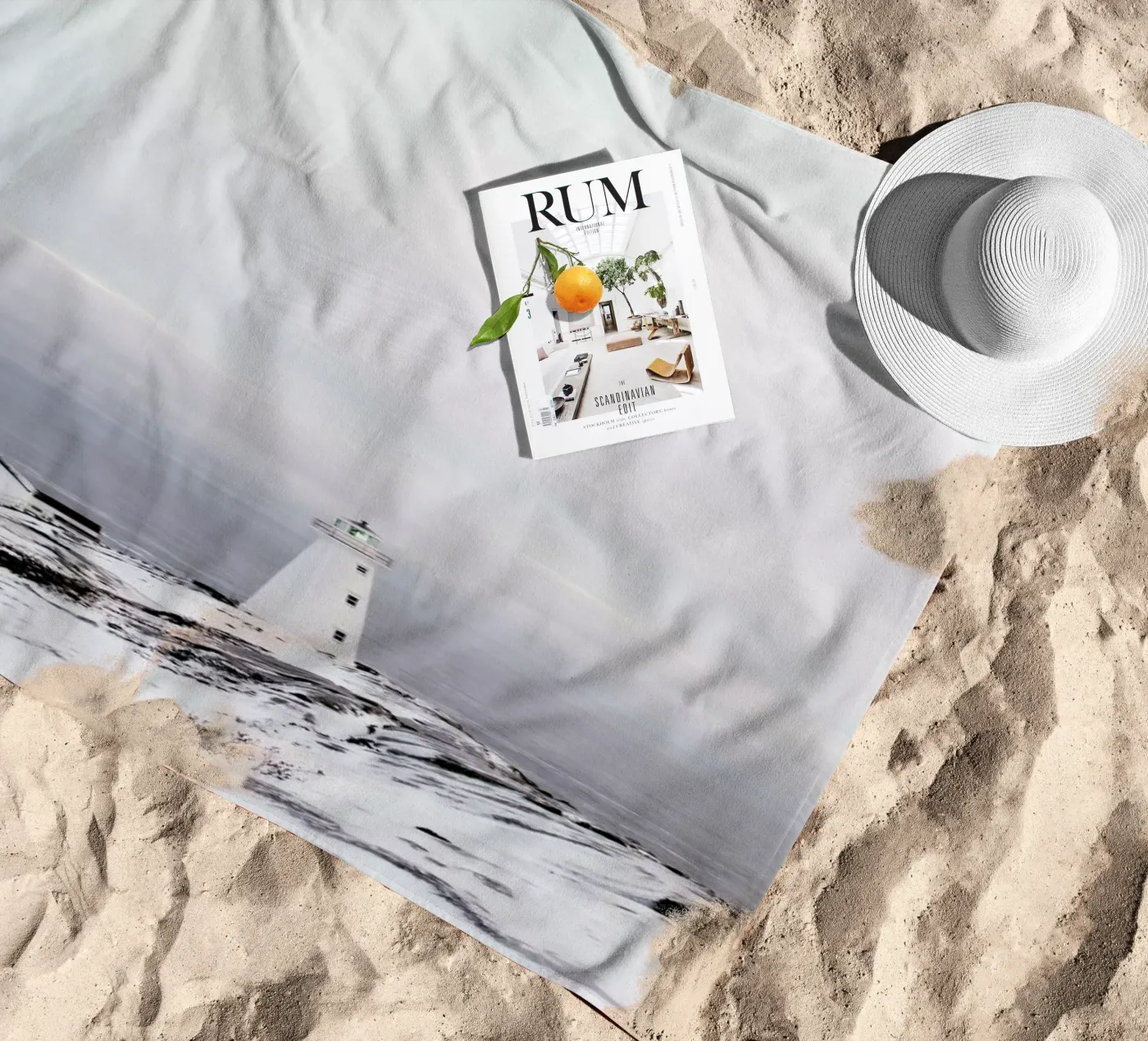 Lighthouse beach towel by EyeEm Mobile GmbH