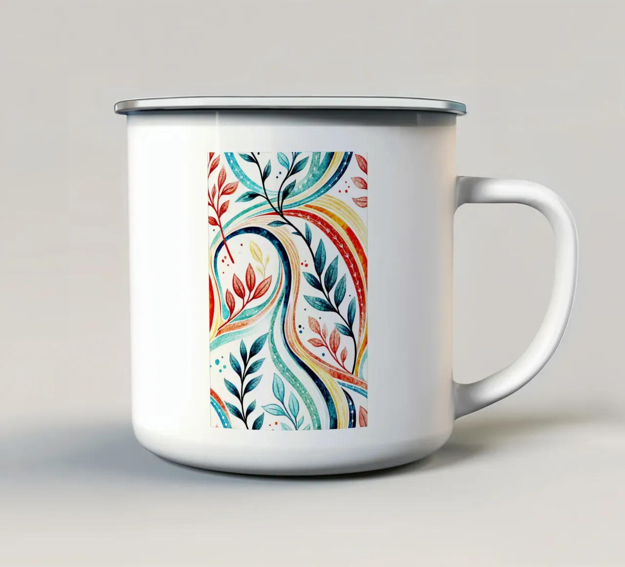 arte della foglia e della linea tazza in smalto da the gondols