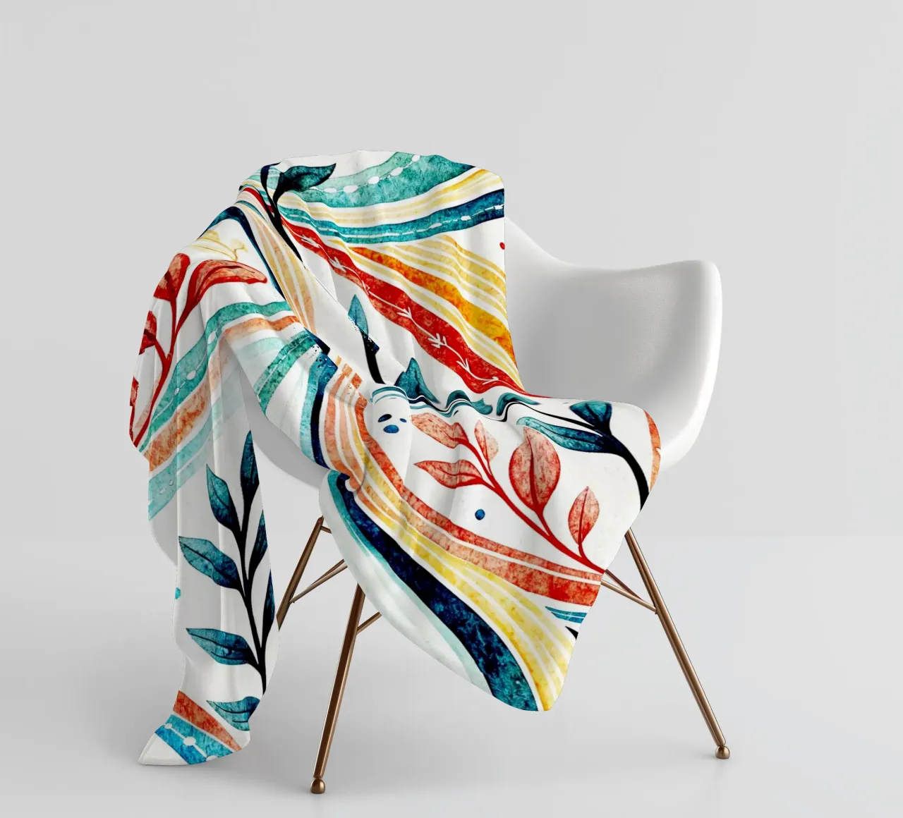 leaf and line art fleece blanket by the gondols