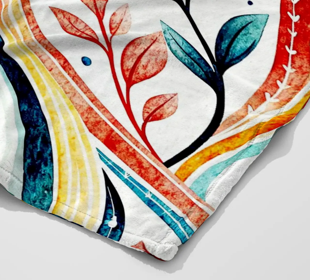 leaf and line art fleece blanket by the gondols