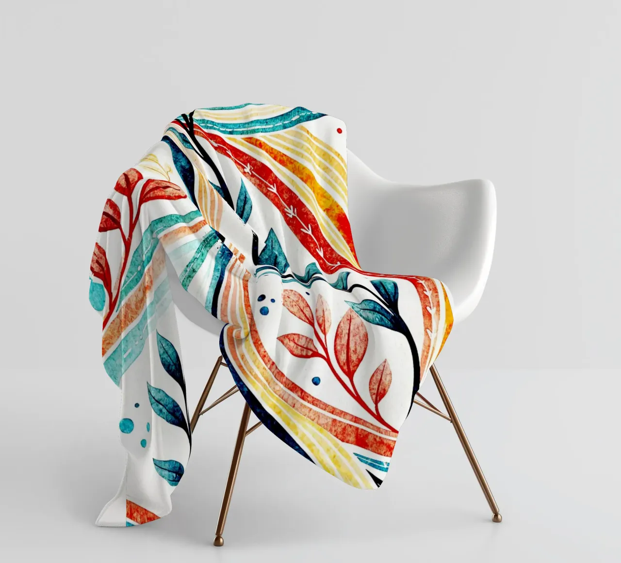 leaf and line art fleece blanket by the gondols