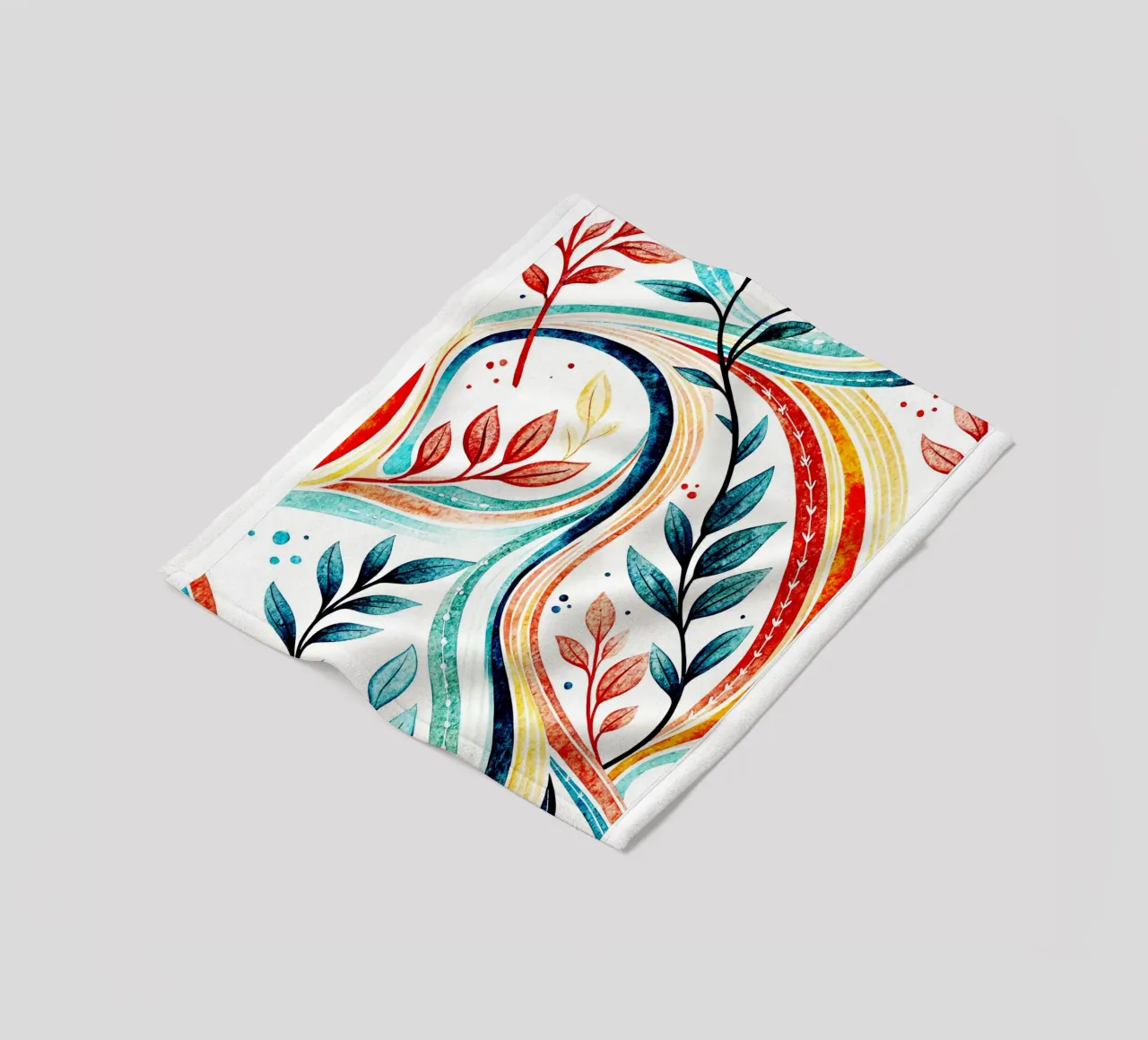 leaf and line art fleece blanket by the gondols