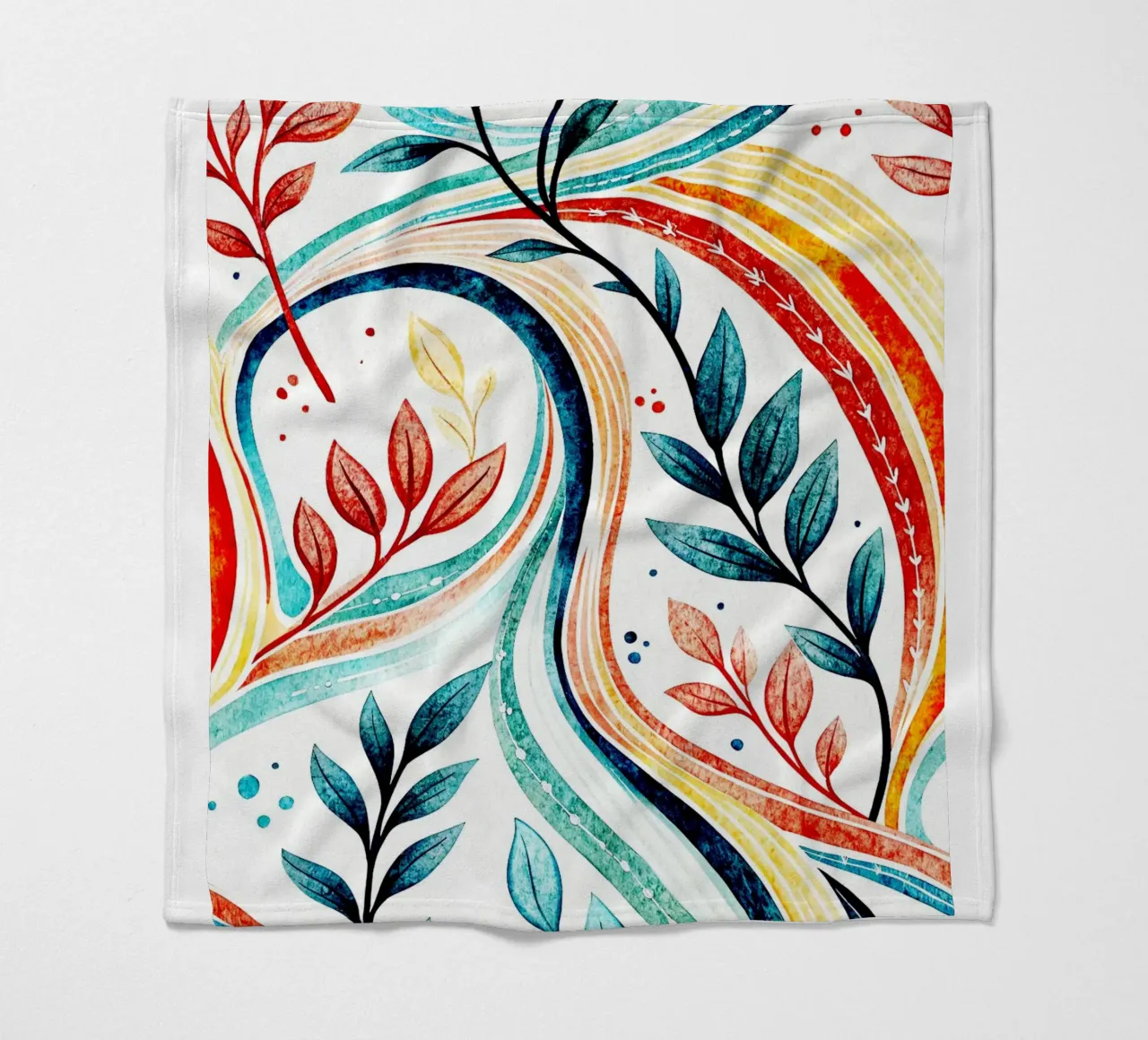 leaf and line art fleece blanket by the gondols