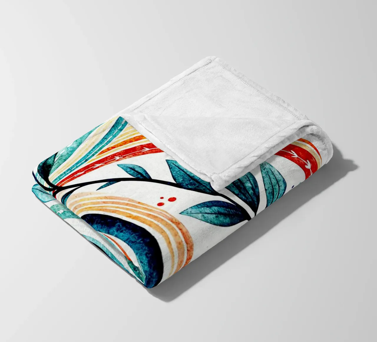 leaf and line art fleece blanket by the gondols