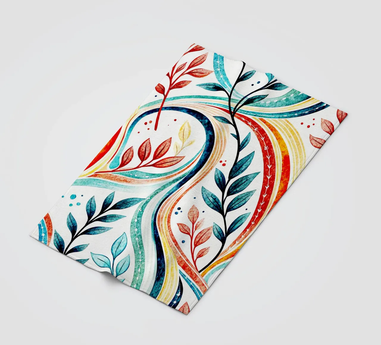 leaf and line art fleece blanket by the gondols