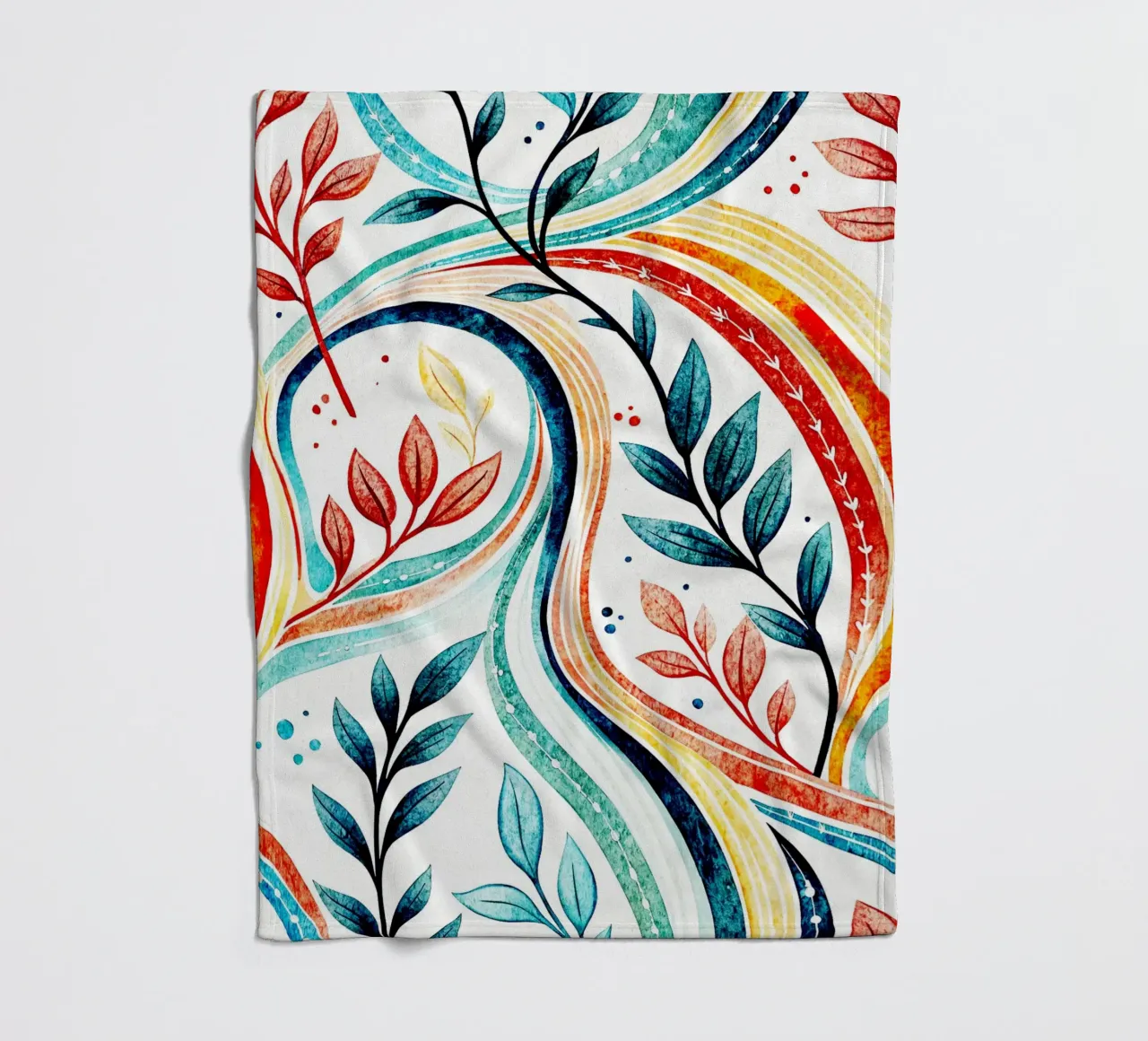 leaf and line art fleece blanket by the gondols