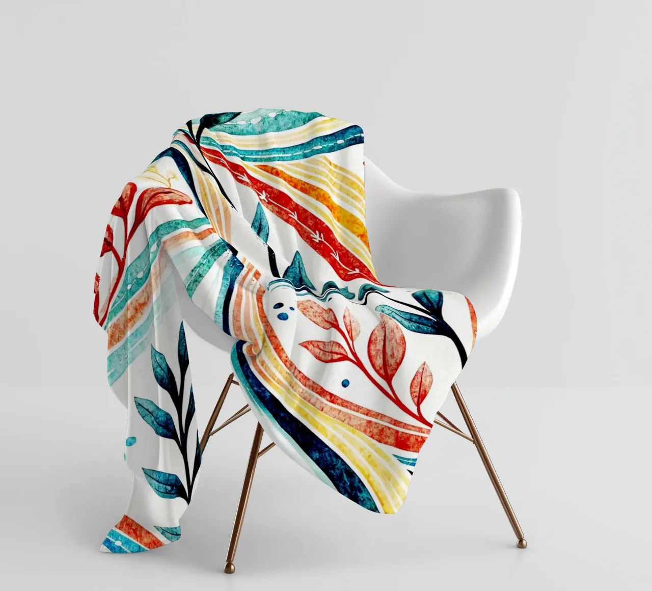 leaf and line art fleece blanket by the gondols