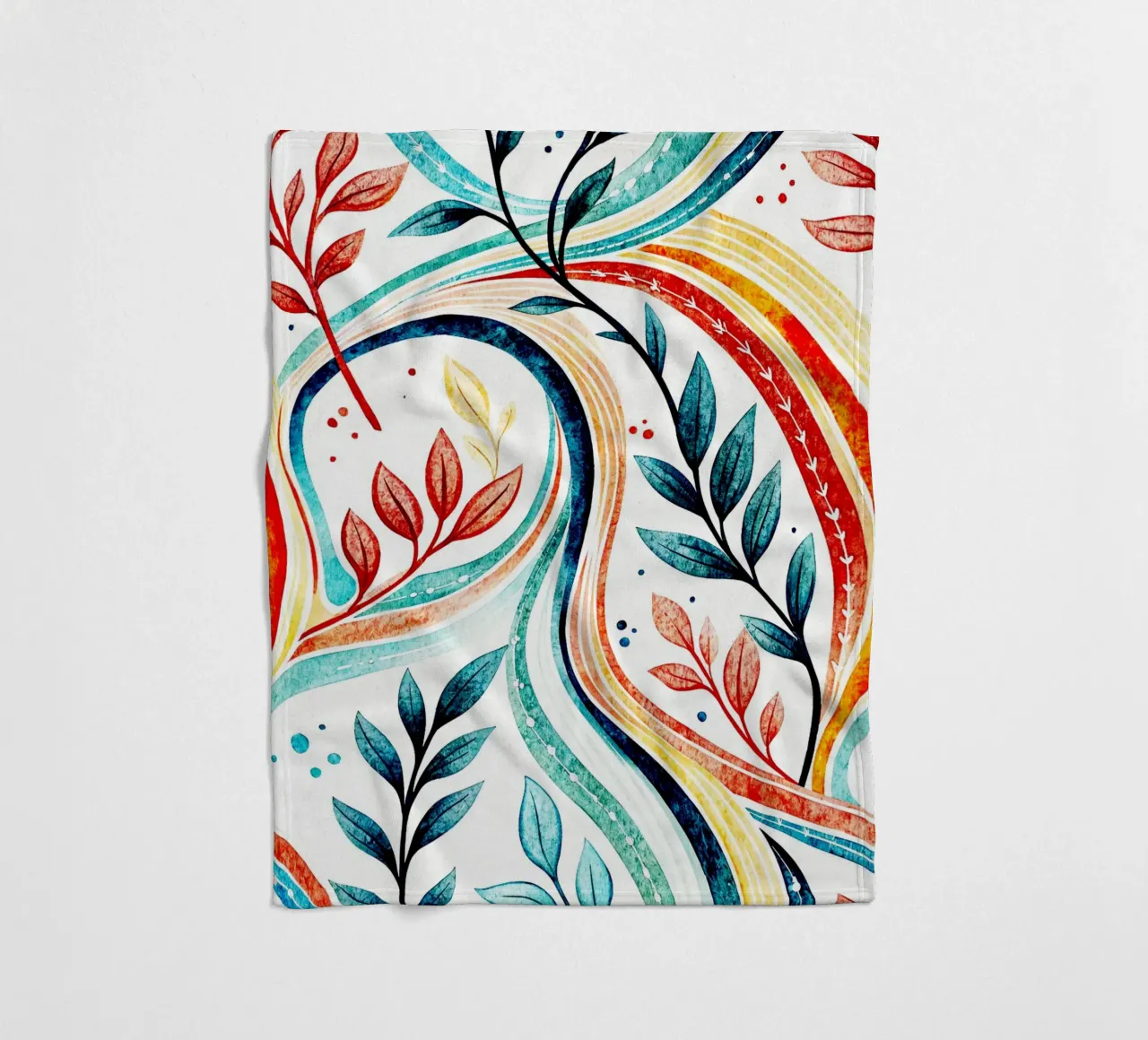 leaf and line art fleece blanket by the gondols
