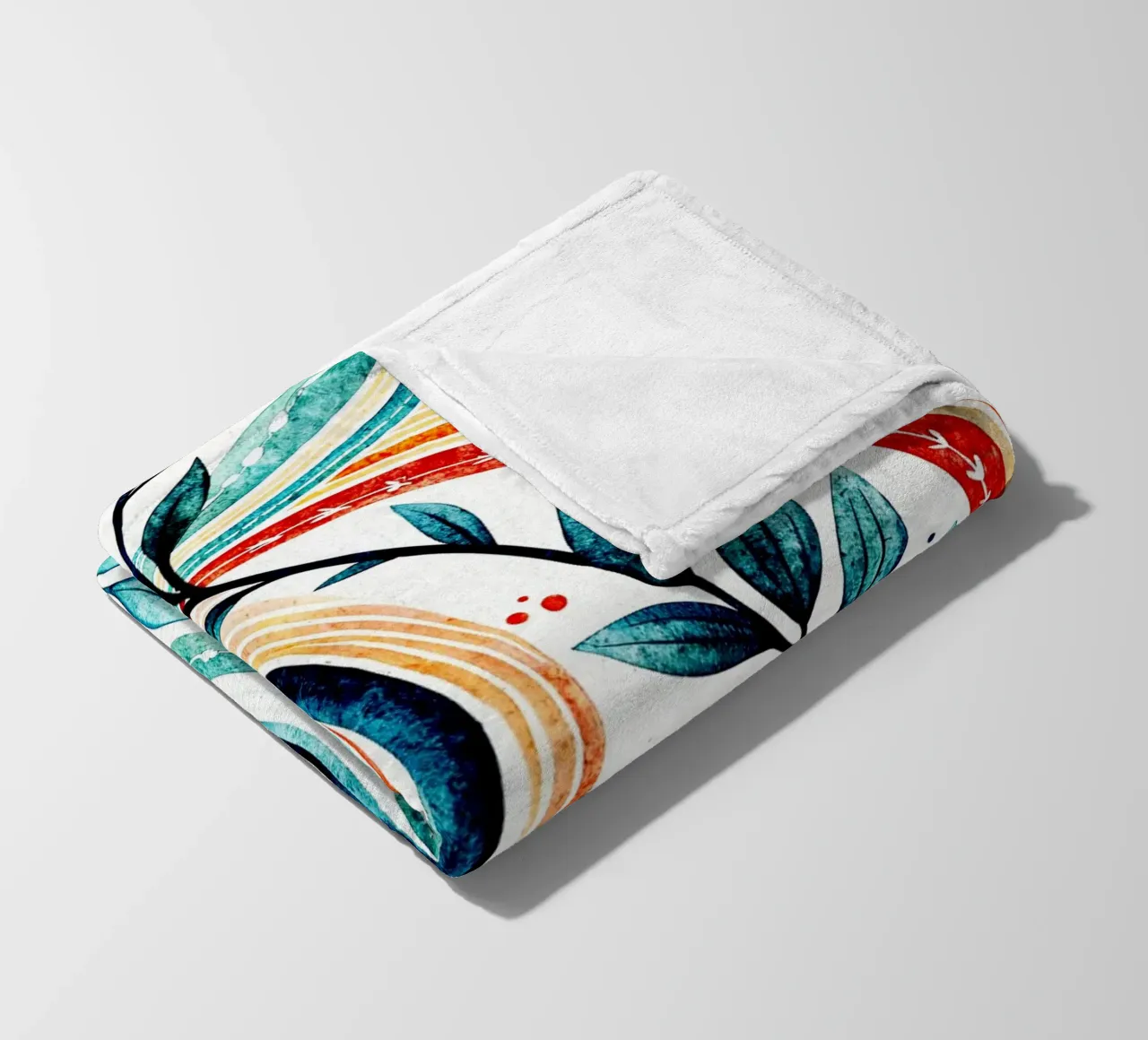 leaf and line art fleece blanket by the gondols
