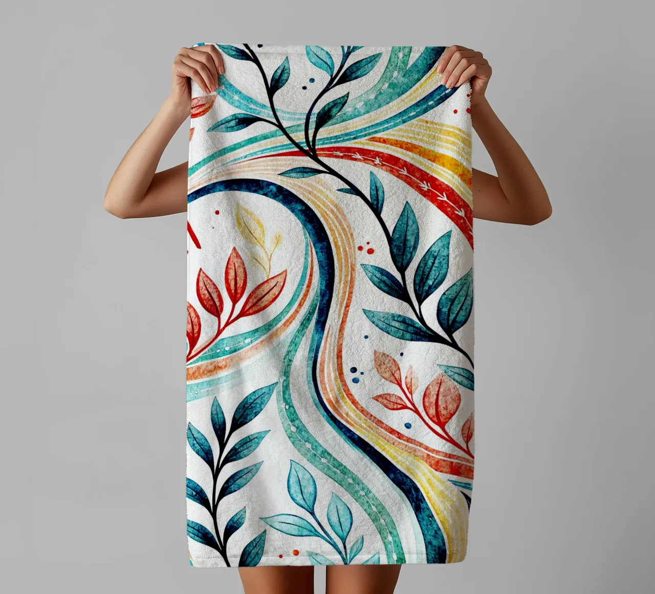 leaf and line art towel by the gondols