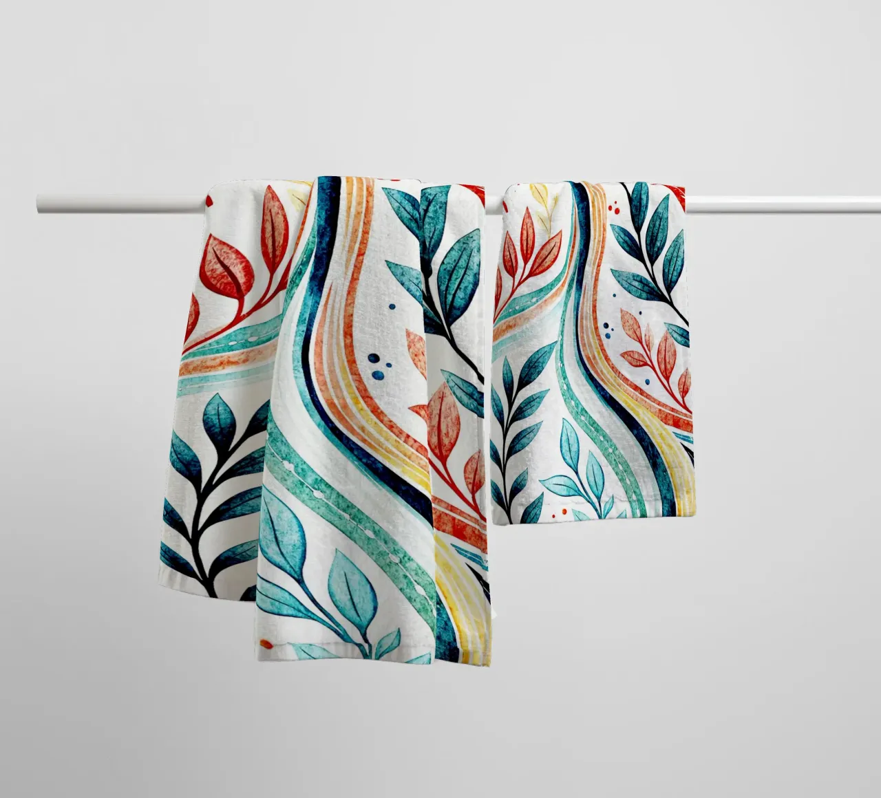 leaf and line art towel by the gondols