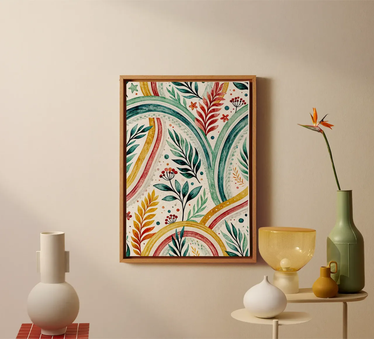bladkunst expressie canvas met Baklijst van the gondols