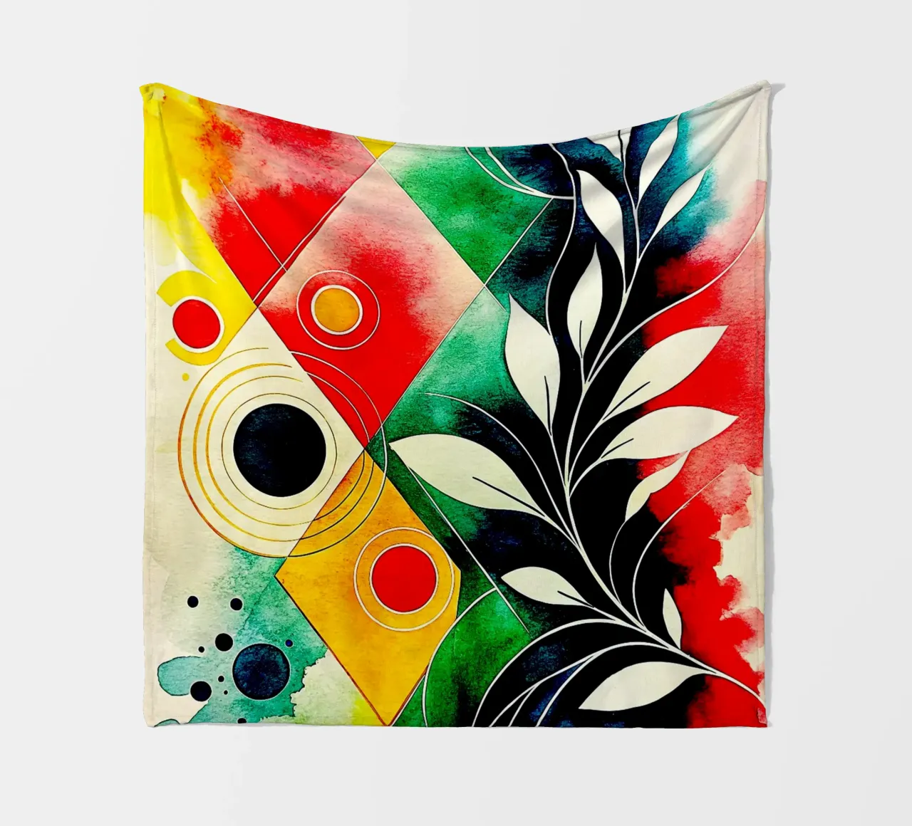 blad cirkel abstracte kunst fleecedeken van the gondols