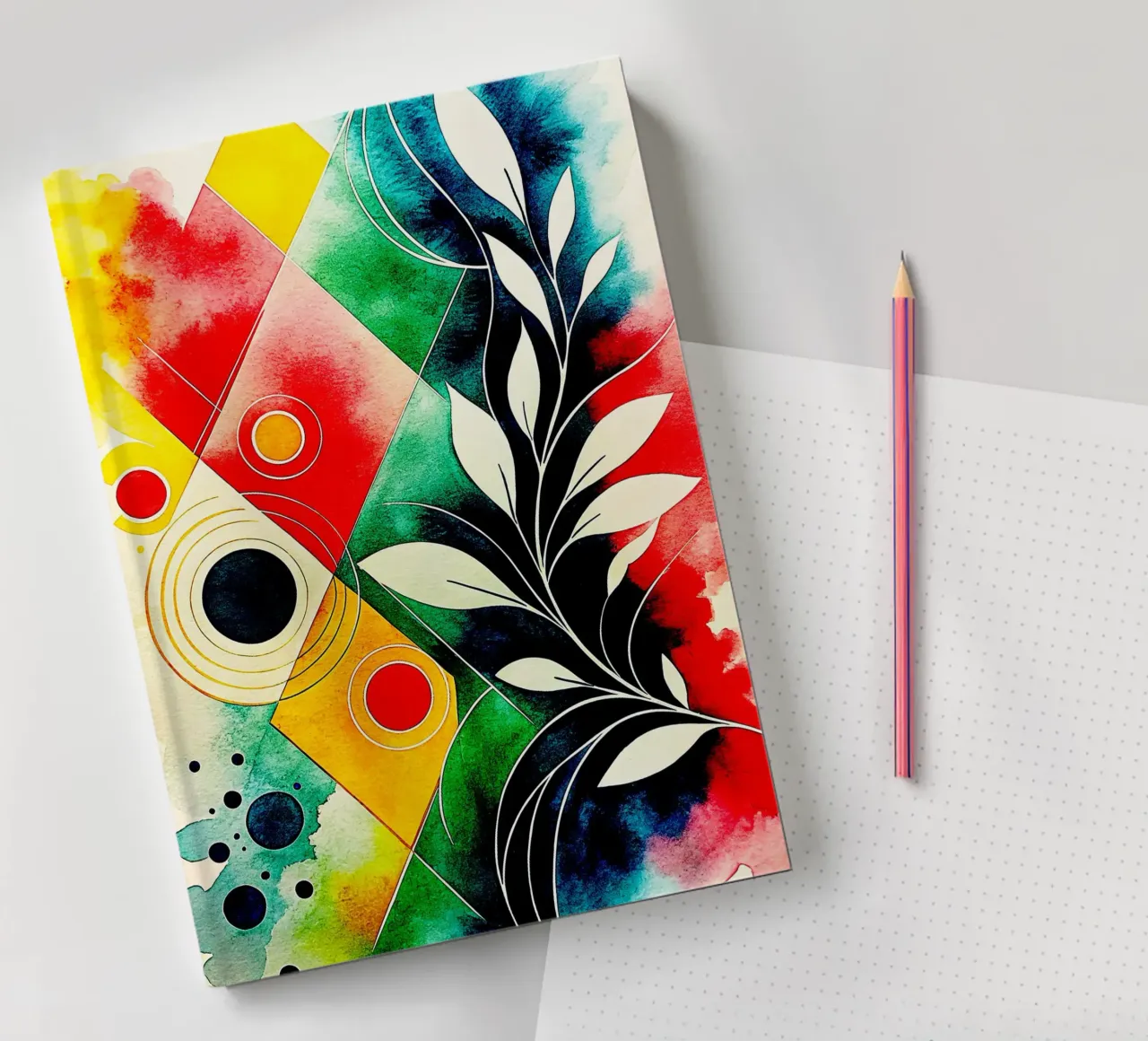 leaf circle abstract art notebook by the gondols