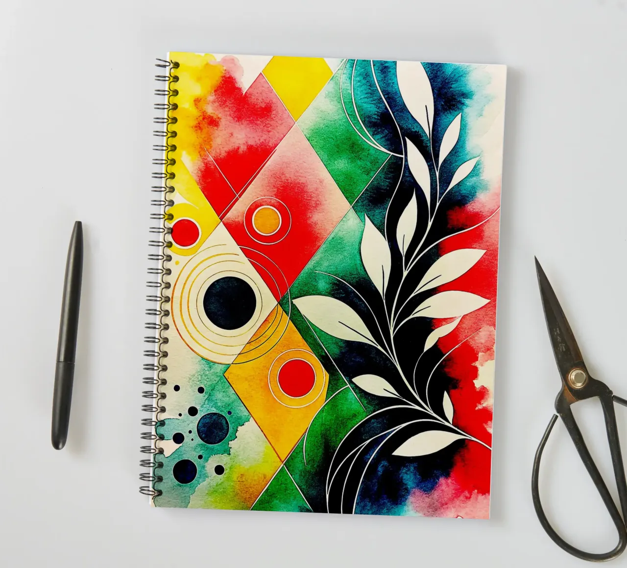 leaf circle abstract art spiral notebook by the gondols