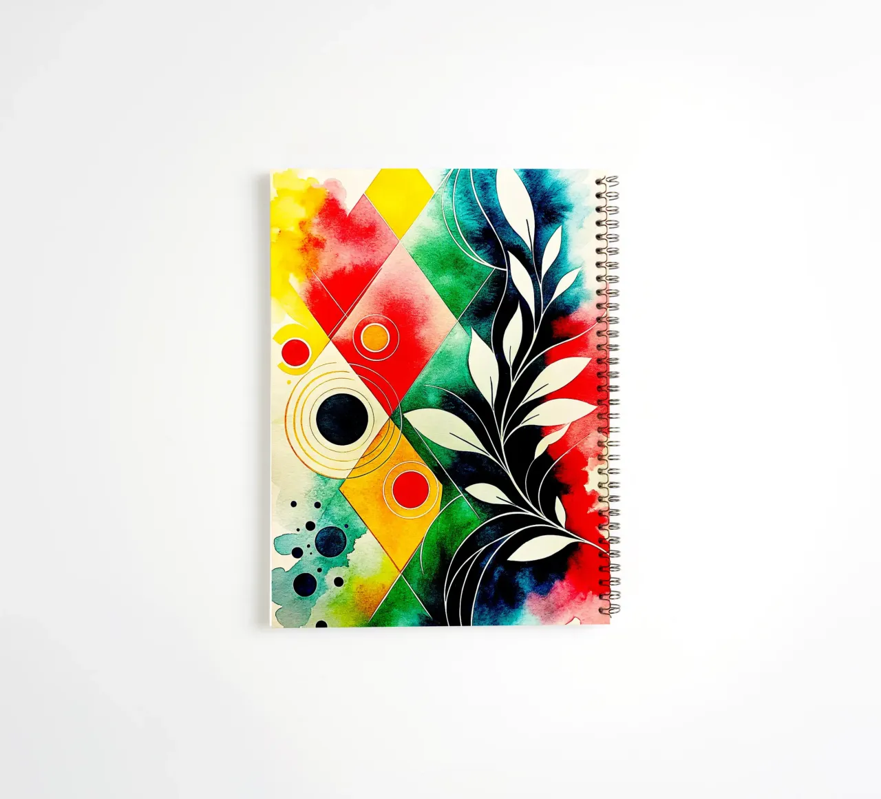 leaf circle abstract art spiral notebook by the gondols