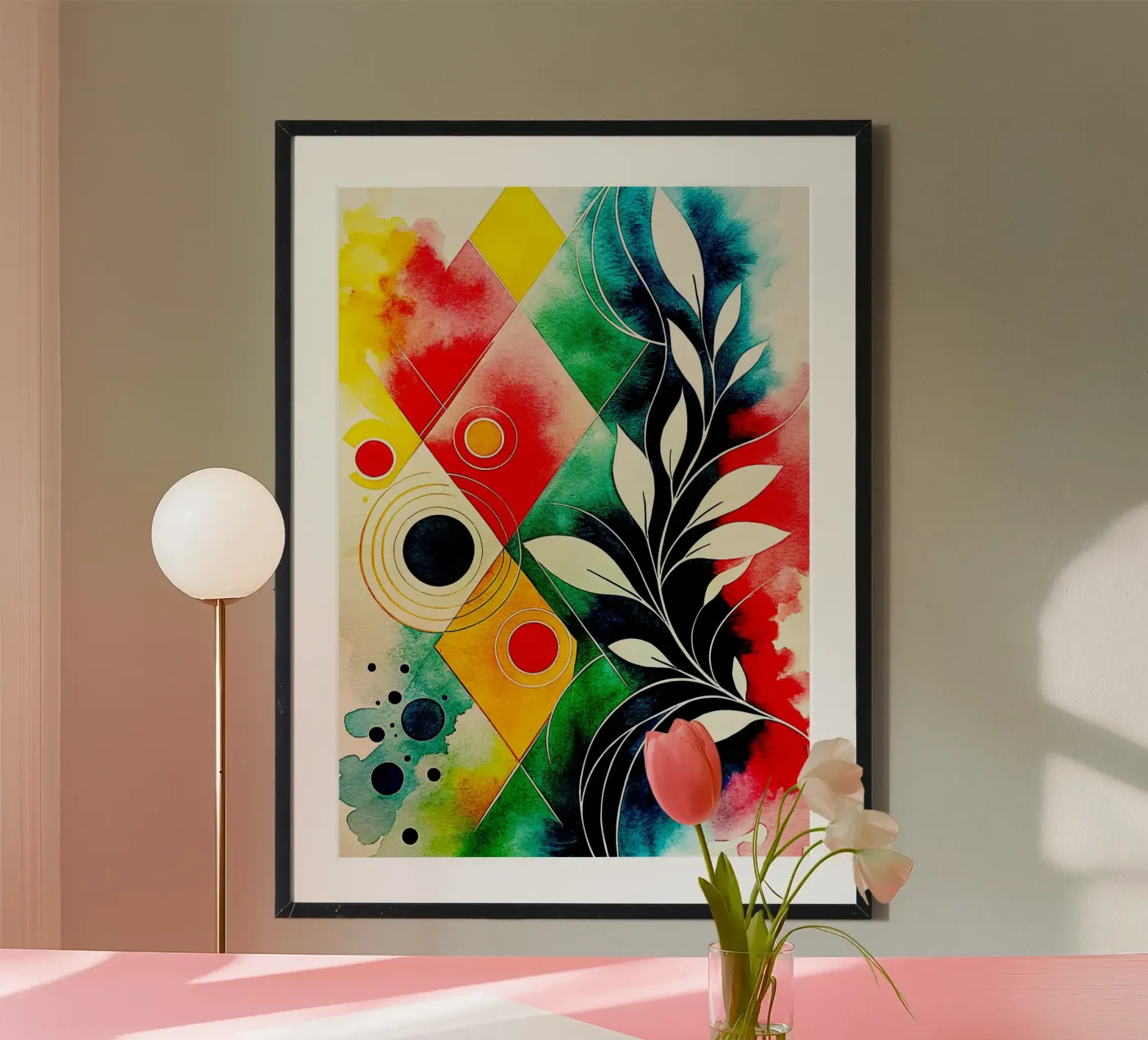 cerchio di foglie arte astratta poster da the gondols