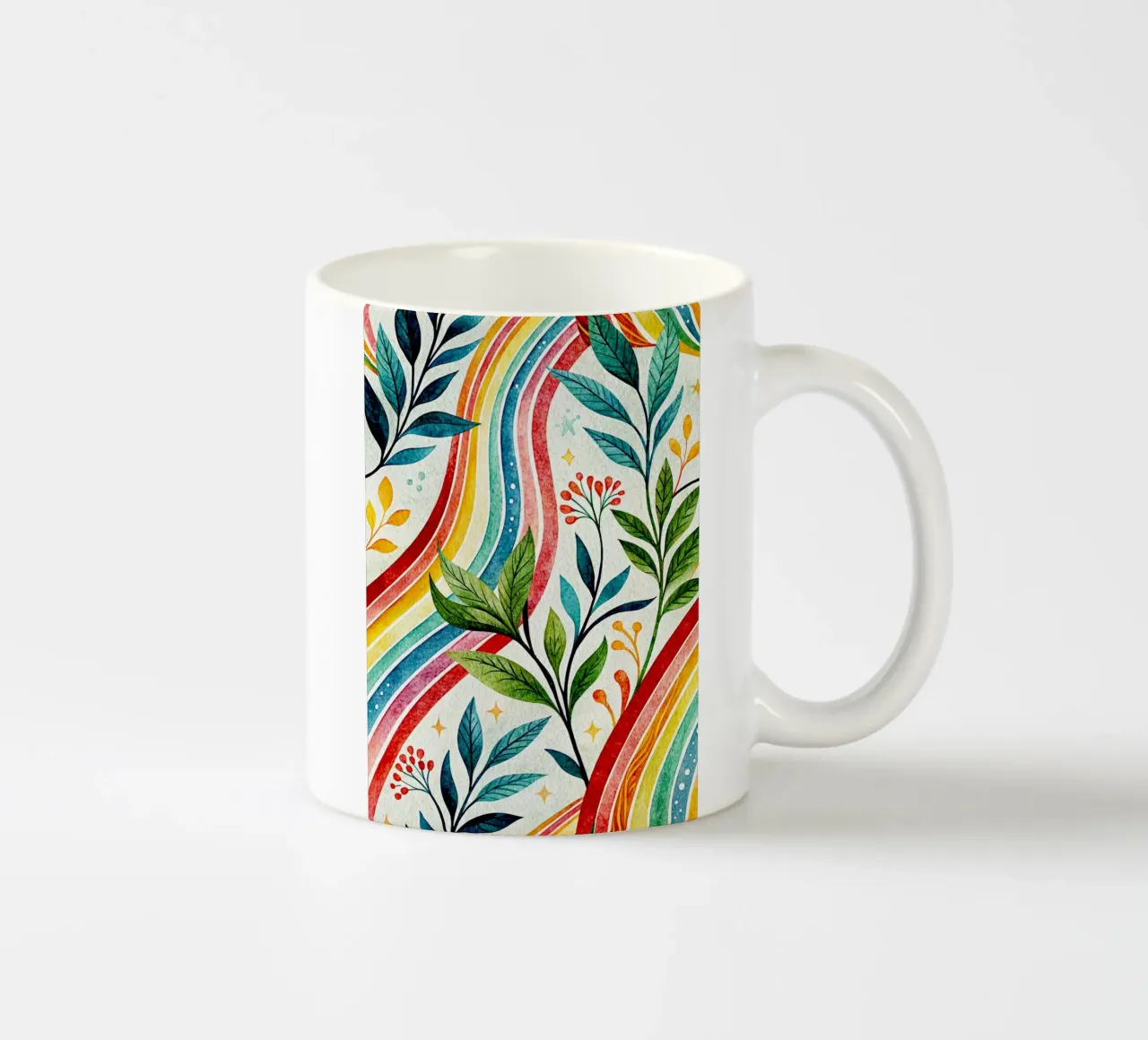 line art di foglie tazza in ceramica da the gondols
