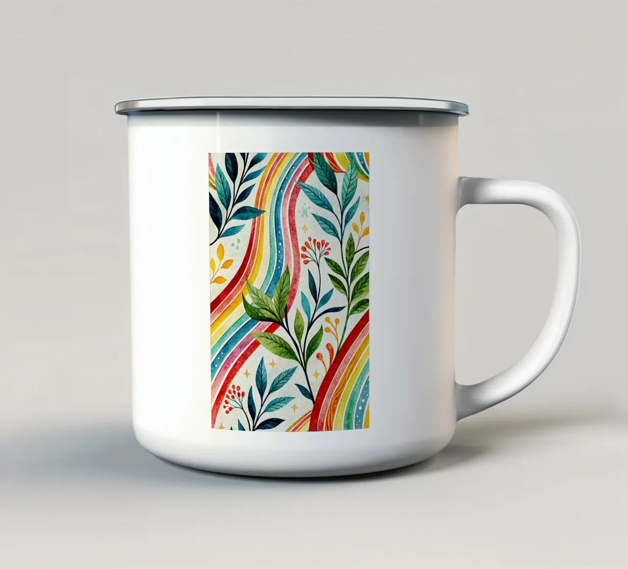 line art di foglie tazza in smalto da the gondols