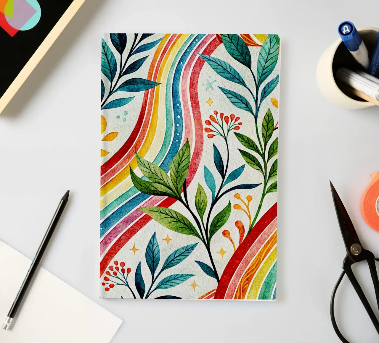 leaf line art notebook by the gondols