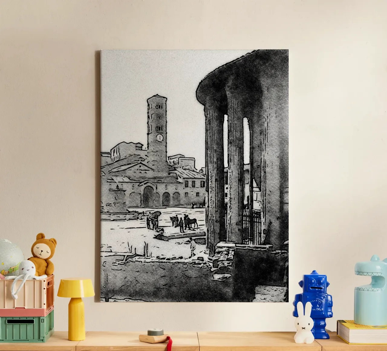 Piazza Bocca della verità tela con Cornice a cassetta da Massimo Frascogna