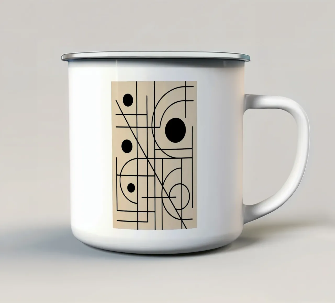 line and circle art enamel mug by the gondols