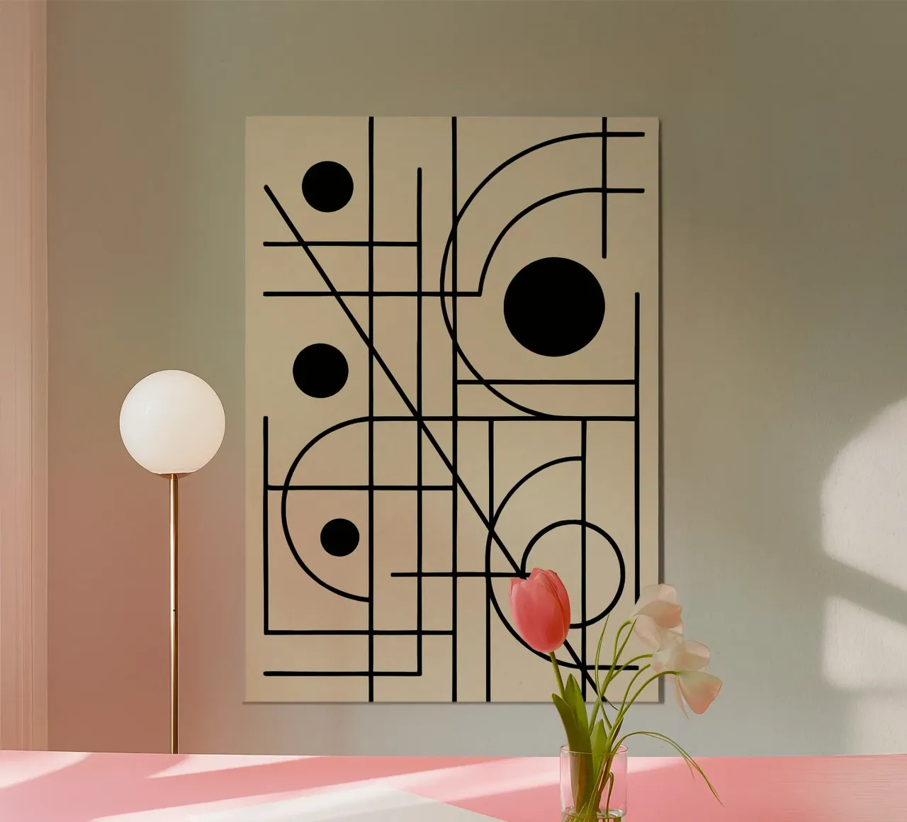 arte della linea e del cerchio poster con telaio in legno da the gondols