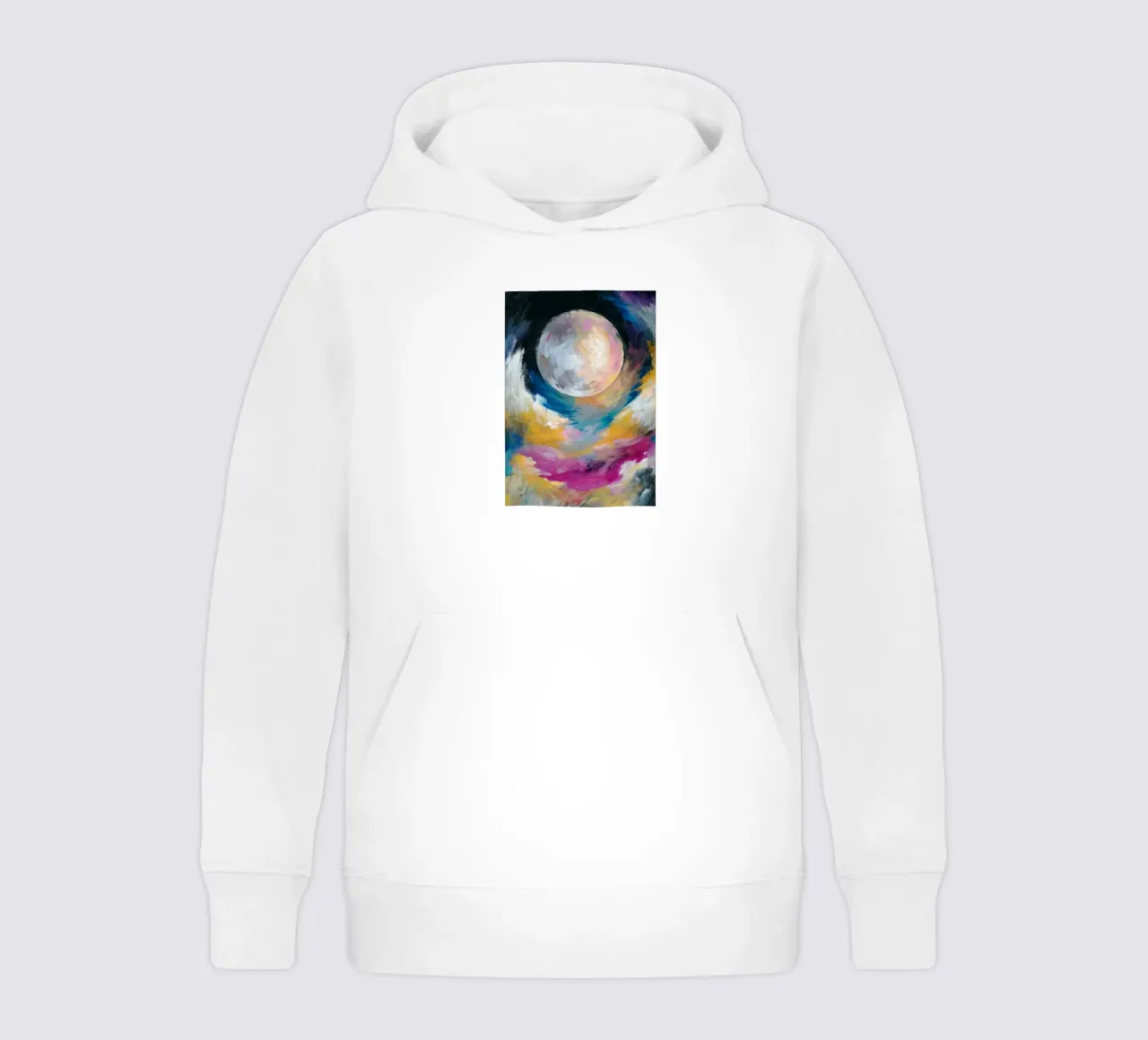moon art imagination kids hoodie by the gondols