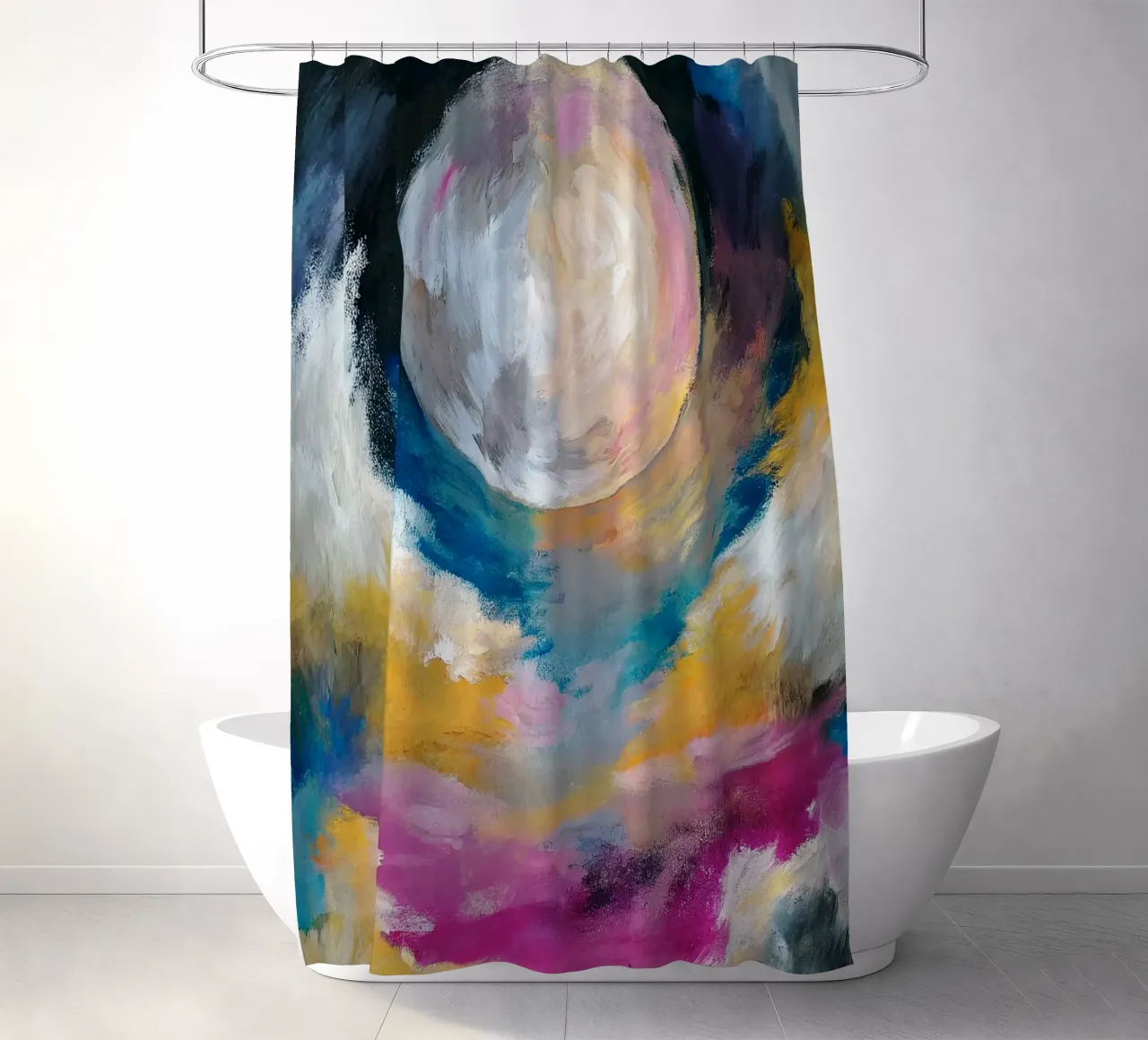 moon art imagination shower curtain by the gondols