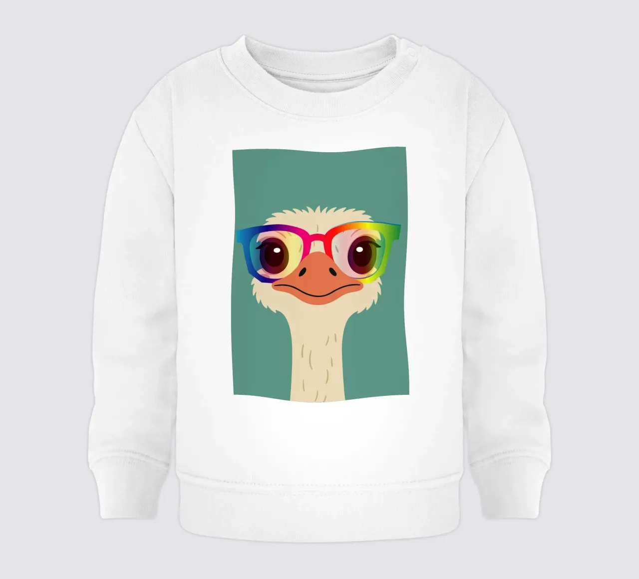 Struzzo colorato con occhiali arcobaleno - Motivo animale impertinente felpa neonato da namosh