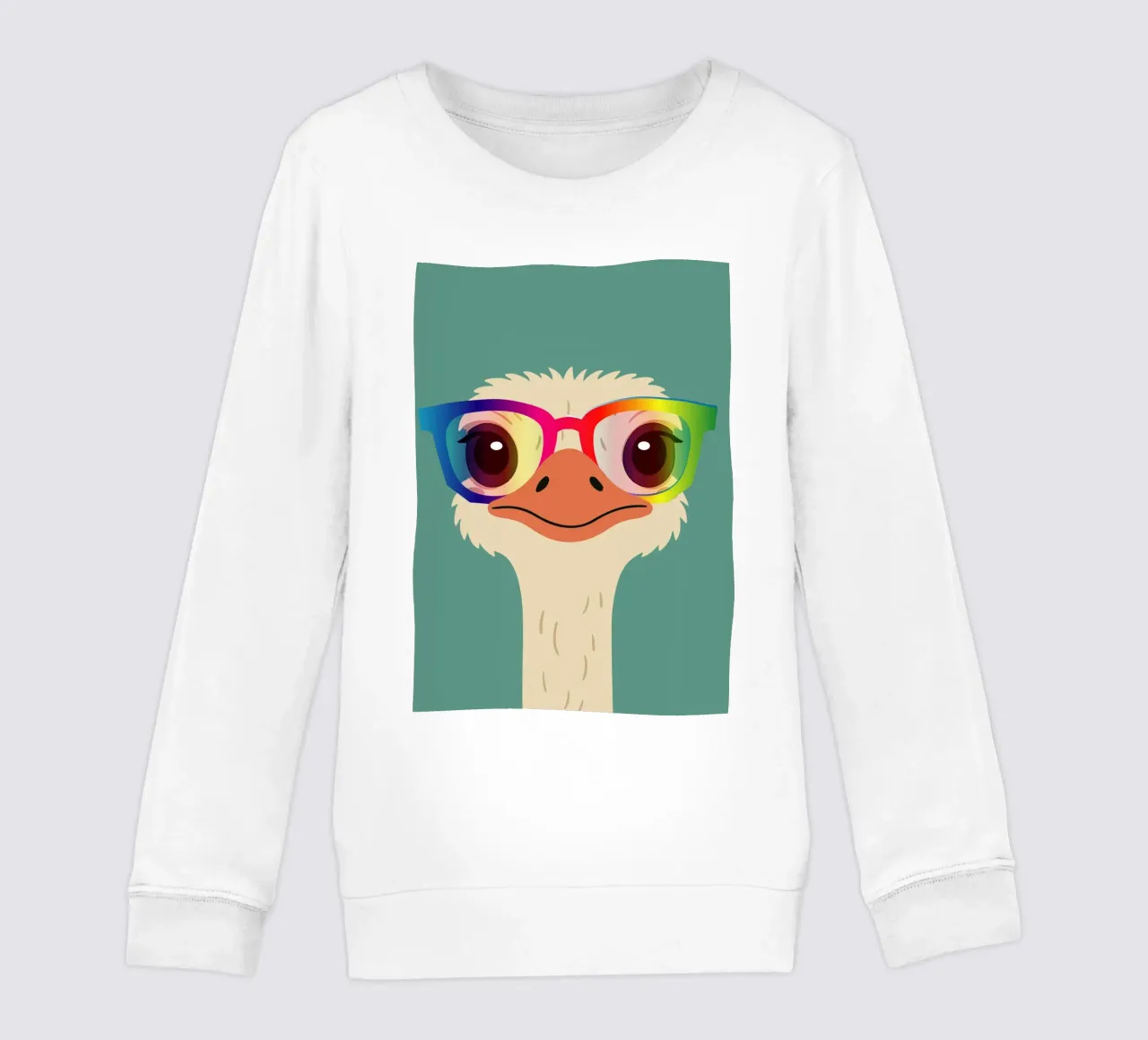 Struzzo colorato con occhiali arcobaleno - Motivo animale impertinente felpa bambino da namosh